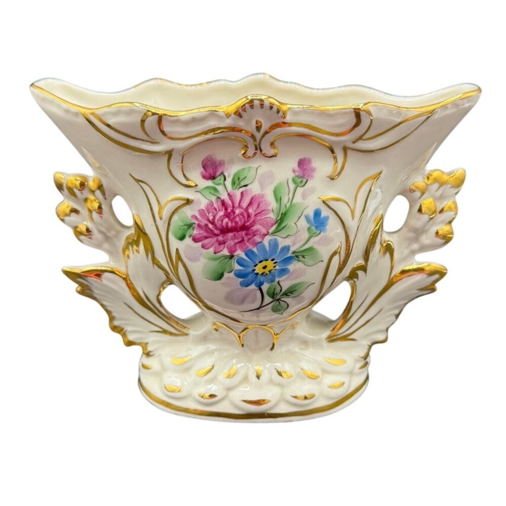 Vintage Wesiley China Hand Painted Porcelain Wedding Vase